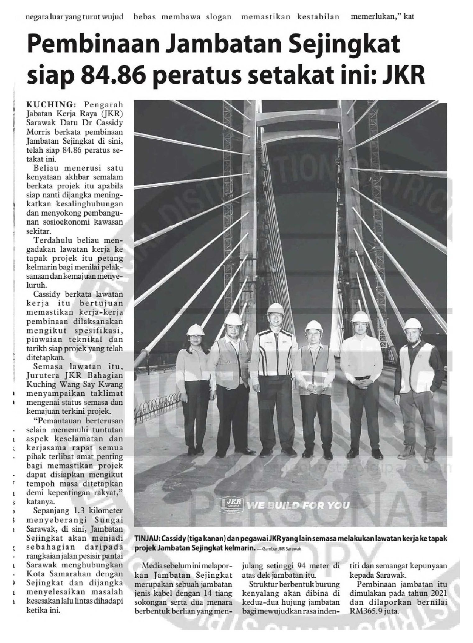 22 Apr 2026, Kuching - Pembinaan Jambatan Sejingkat Siap 84.86 Peratus Setakat Ini_ JKR (Utusan Borneo Sarawak)